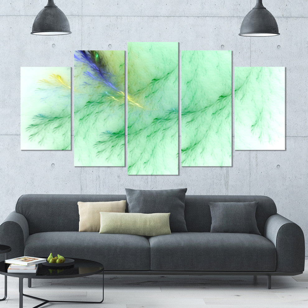 Light Green Veins of Marble, Contemporary Wall Art Canvas, 60"x32", 5 Panels