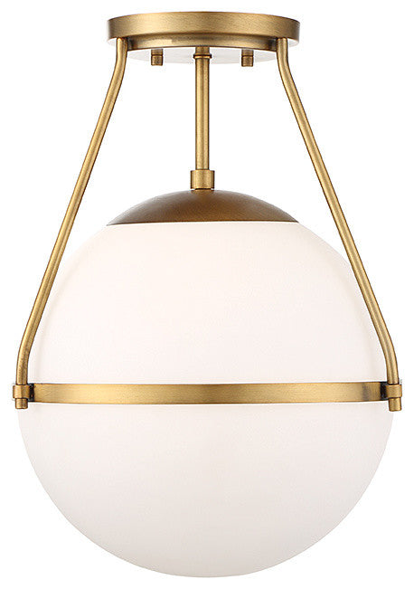 1-Light Semi-Flush Mount, Natural Brass