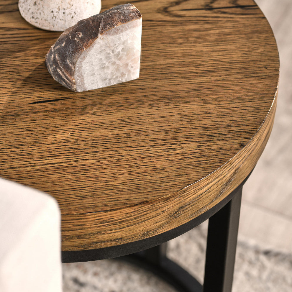 Catta 18" Round Wood End Table Light Brown