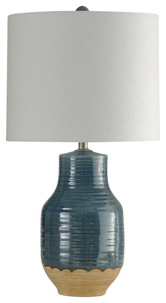 Prova Blue Dipped Ceramic Body Table Lamp with Hardback Shade