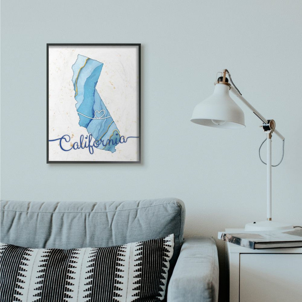 Stupell Industries California Agate Blue US State Design, 24 x 30