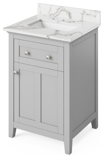 Chatham Traditional 24" Gray Single Undermount Sink Vanity With Quartz Top