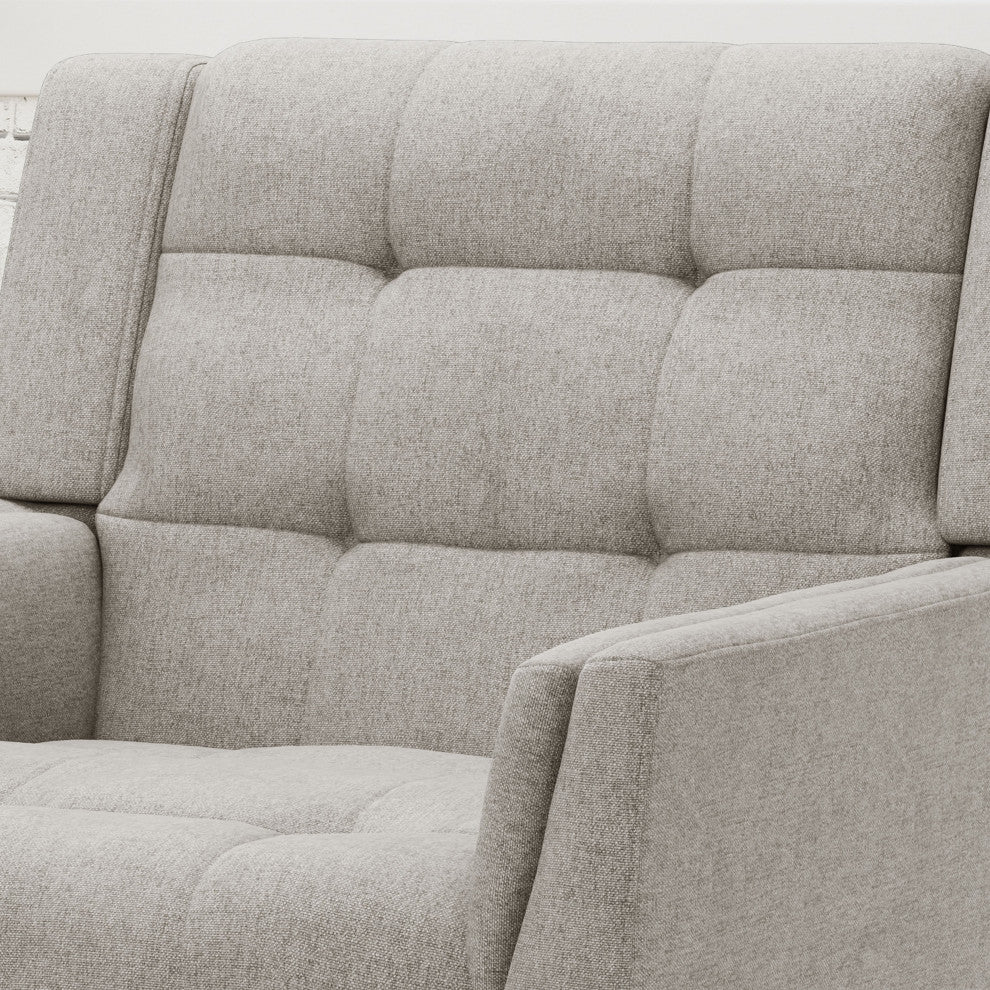 GDF Studio Evelyn Mid Century Modern Fabric Arm Chair, Beige/Walnut