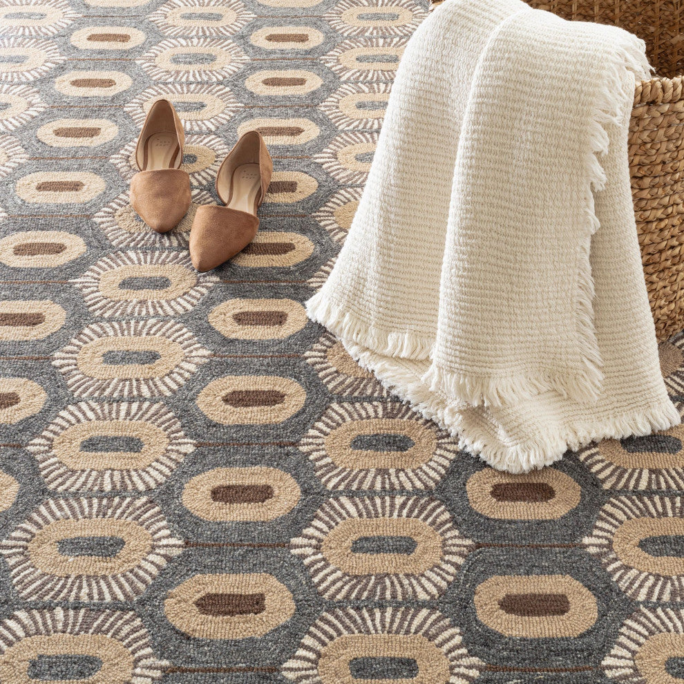 Dash & Albert Stowe Hand Micro Hooked Wool Rug, Blue, 3' x 5'
