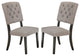 Set of 2 Upholstered Side Chair, Gray/Weathered Gray Oak Finish