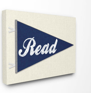 Stupell Ind. Read Pennant Fabric Collage Blue Canvas Art, 16"x20"