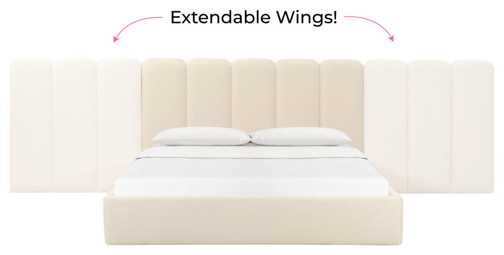 Palani Cream Velvet Wings - Queen or King (Set of 2) - Cream