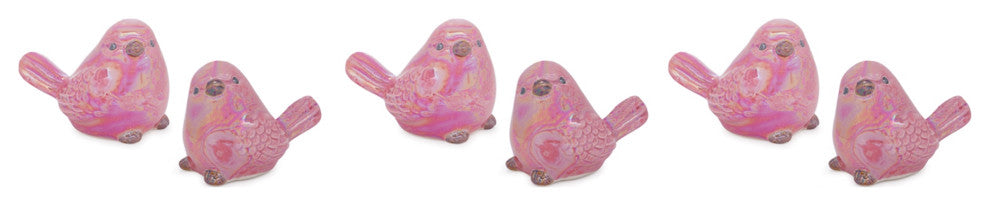 Irredescent Ceramic Bird Figurine, 6-Piece Set