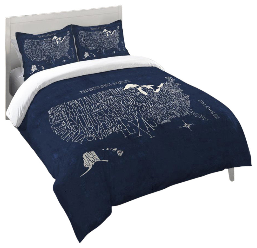 Hand Ltrd USMap Blprt Queen