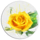 Yellow Rose With Green Leaves Sketch, Modern Floral Round Wall Art, 11"