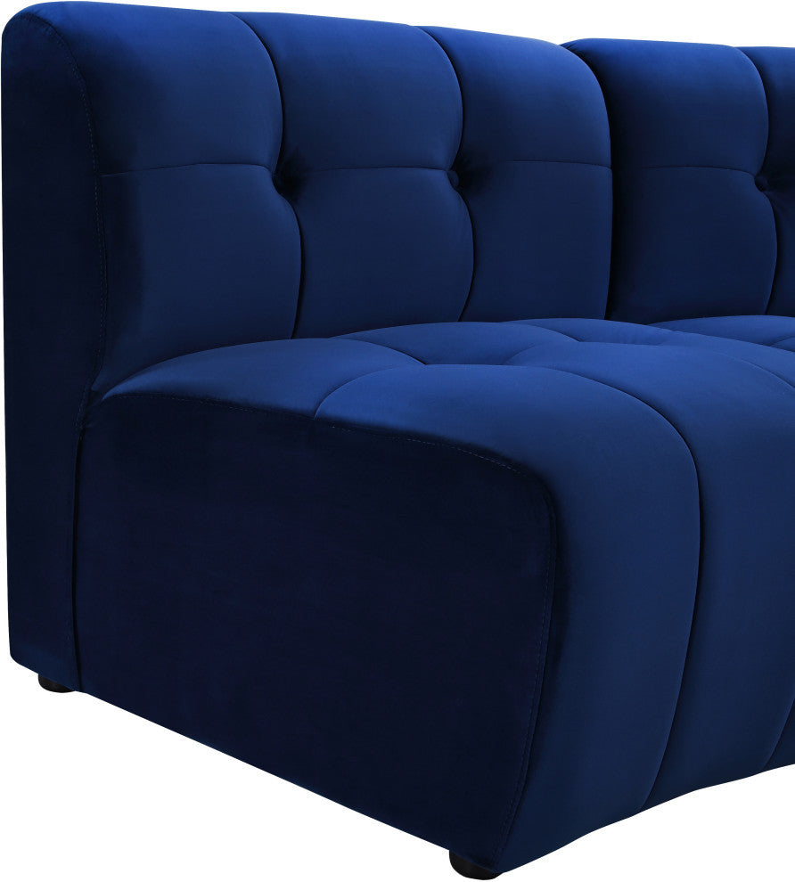 Limitless Velvet Upholstered 9-Piece Modular Sectional, Navy