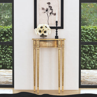 Chester Demilune Console Table, Antique Beige