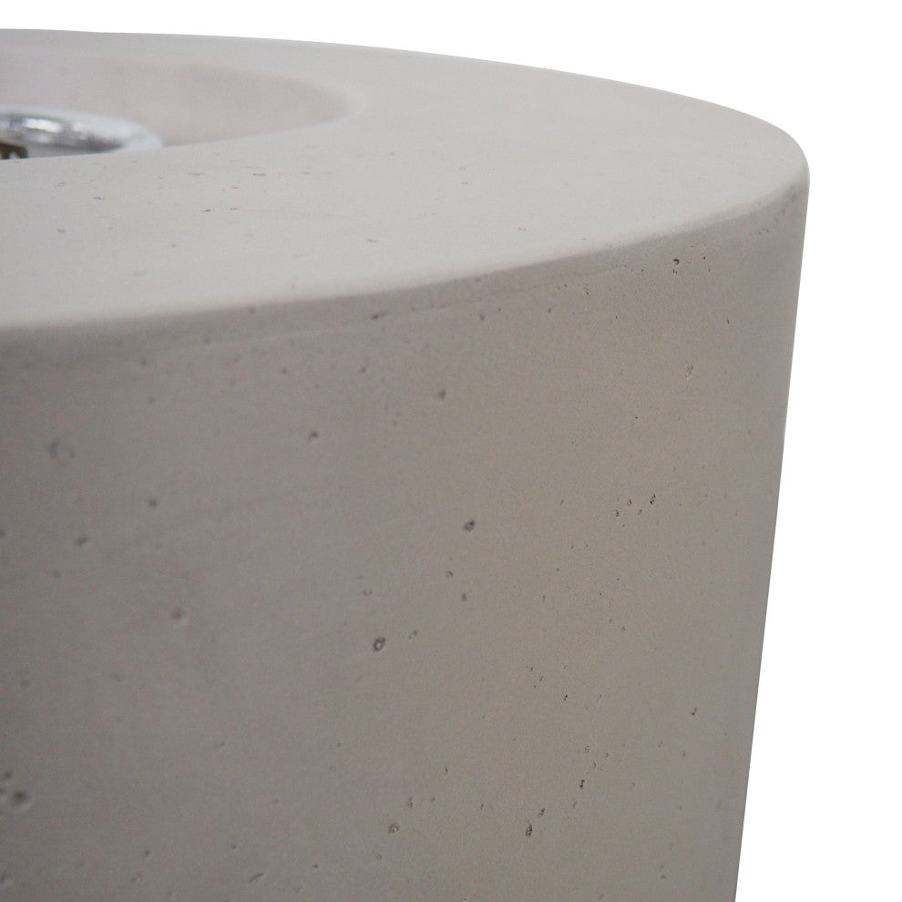 GDF Studio Leo Outdoor 31" Round Light Weight Concrete Gas Burning Fire Pit, Light Gray