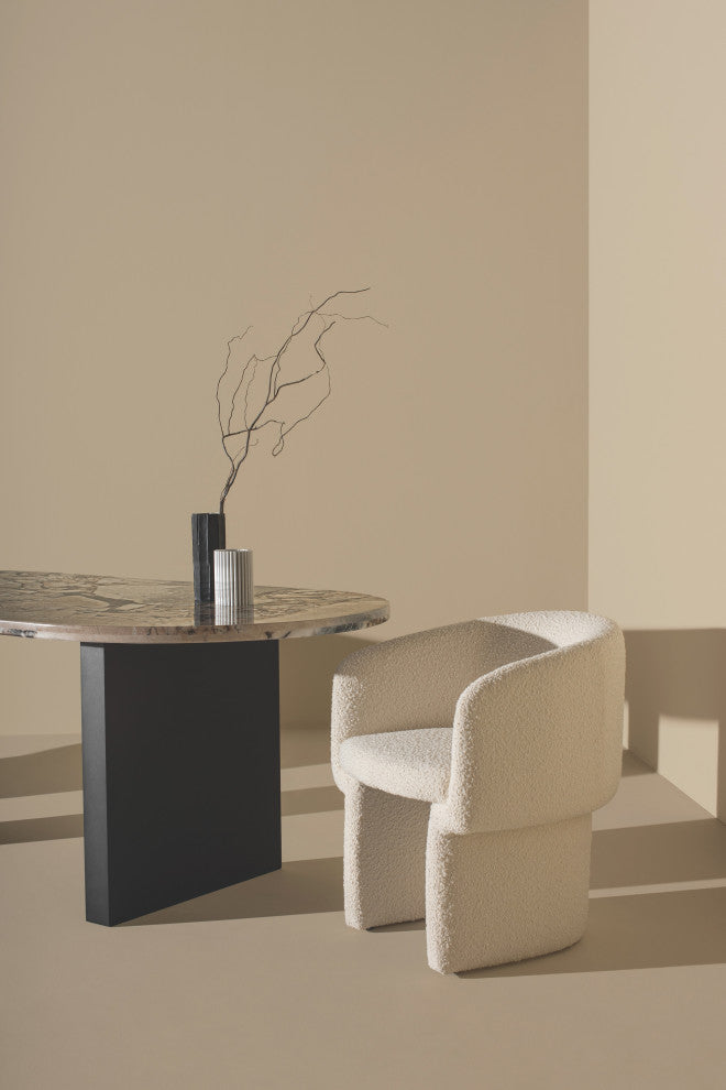 Clementine Buttermilk Boucle Fabric Dining Chair