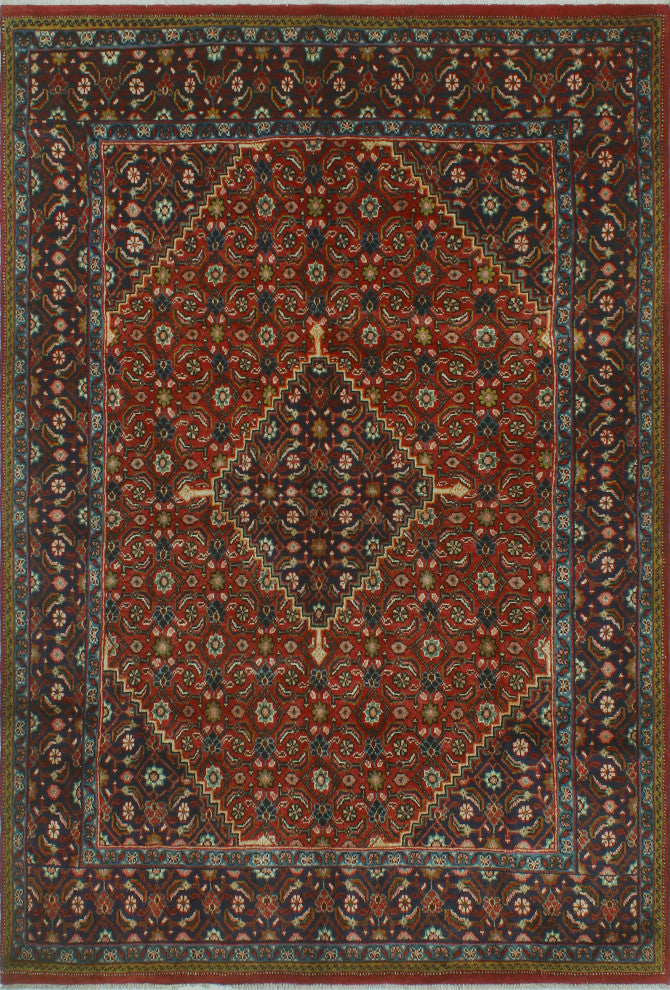 Fine Vintage Distressed Rehman Rust/Navy Rug, 6'6x9'9