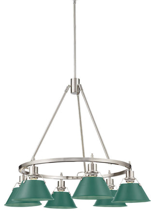 Golden Lighting 3306-6 PW Orwell 6 Light 29"W Chandelier - Pewter / Pine Green