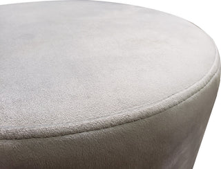 Dalvik Round Upholstered Accent Stool with Gold Base, E35, Gray