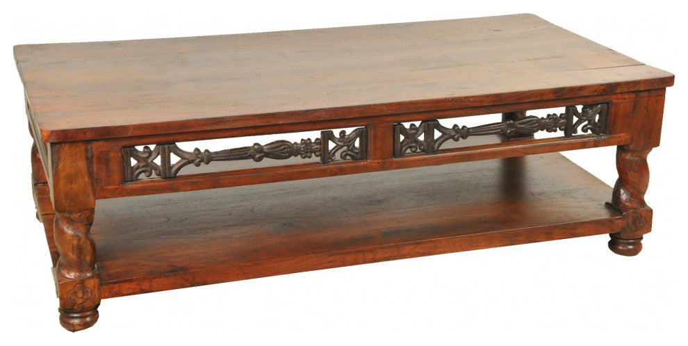 Brown Rectangular Wooden Coffee Table