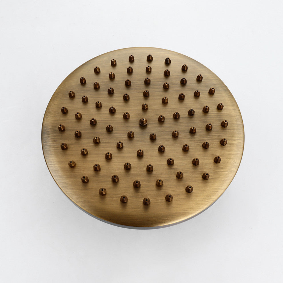 Classic Exposed Antique Brass Two Handle Round Rainshower Shower Fixture