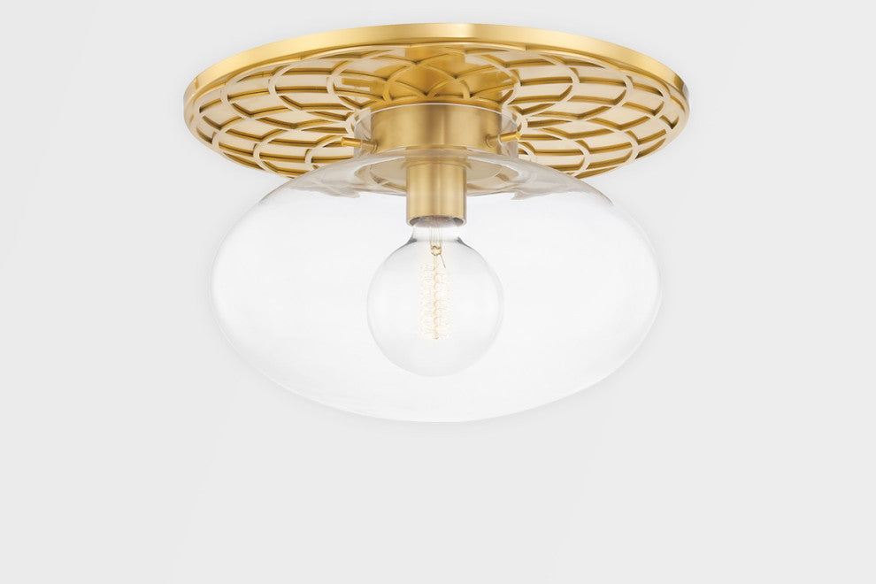 New Paltz 1-Light Semi Flush Aged Brass