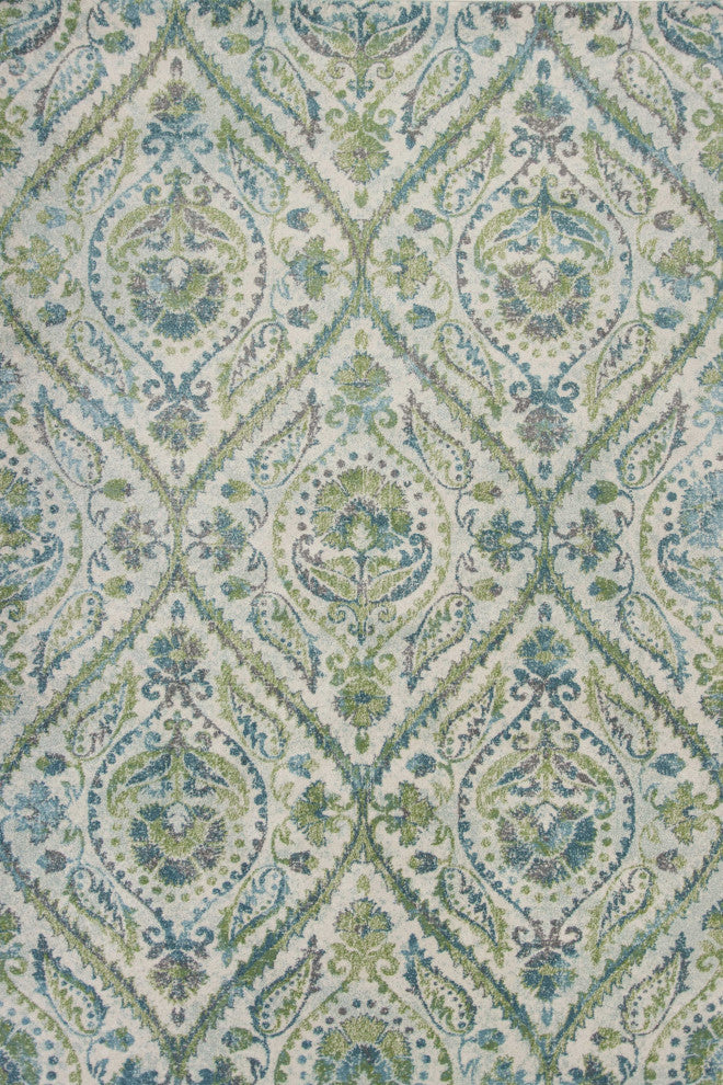 HomeRoots 7' x 10' Polypropylene Ivory or Teal Area Rug