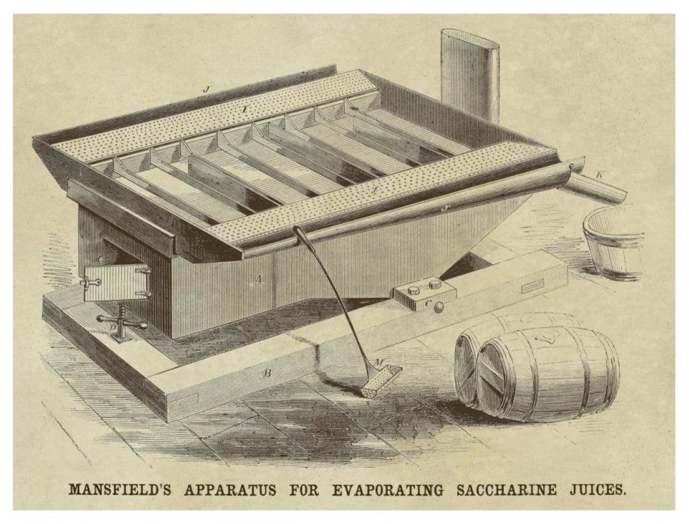 "Mansfield's Apparatus for Evaporating Saccharine Juices" Paper Art, 32"x25"