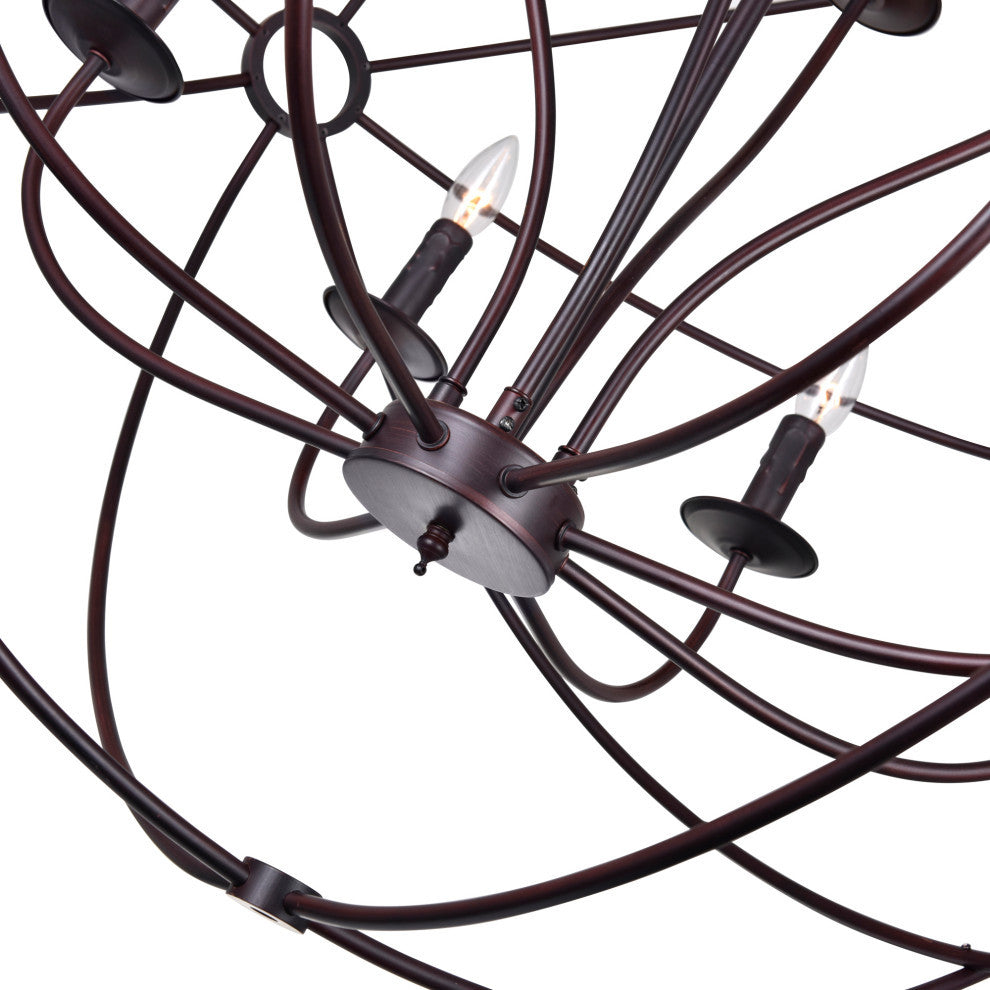 Arza 12 Light Up Chandelier With Brown Finish