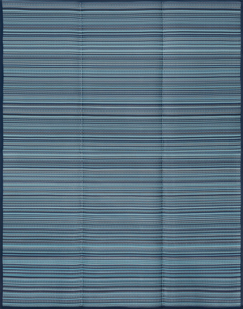 Sheffield Contemporary Stripes, Navy/Aqua, 5'11"x8'11"