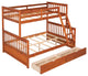TATEUS Twin Over Full Bunk Bed With Storage Drawers Wood Bunked Bed, Walnut