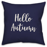 Hello Autumn in Navy 18x18 Throw Pillow