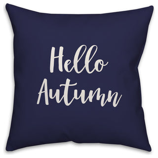 Hello Autumn in Navy 18x18 Throw Pillow