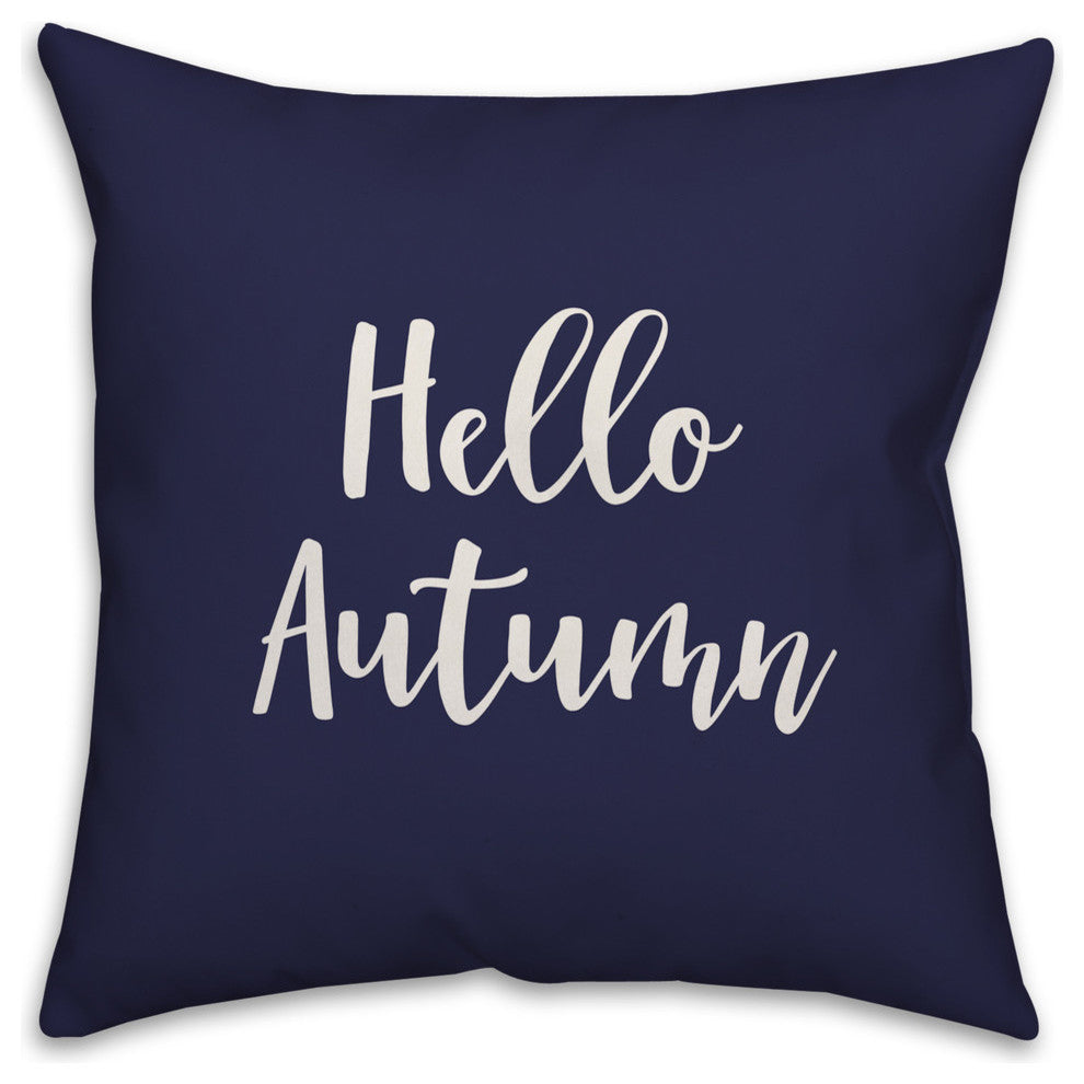 Hello Autumn in Navy 18x18 Throw Pillow