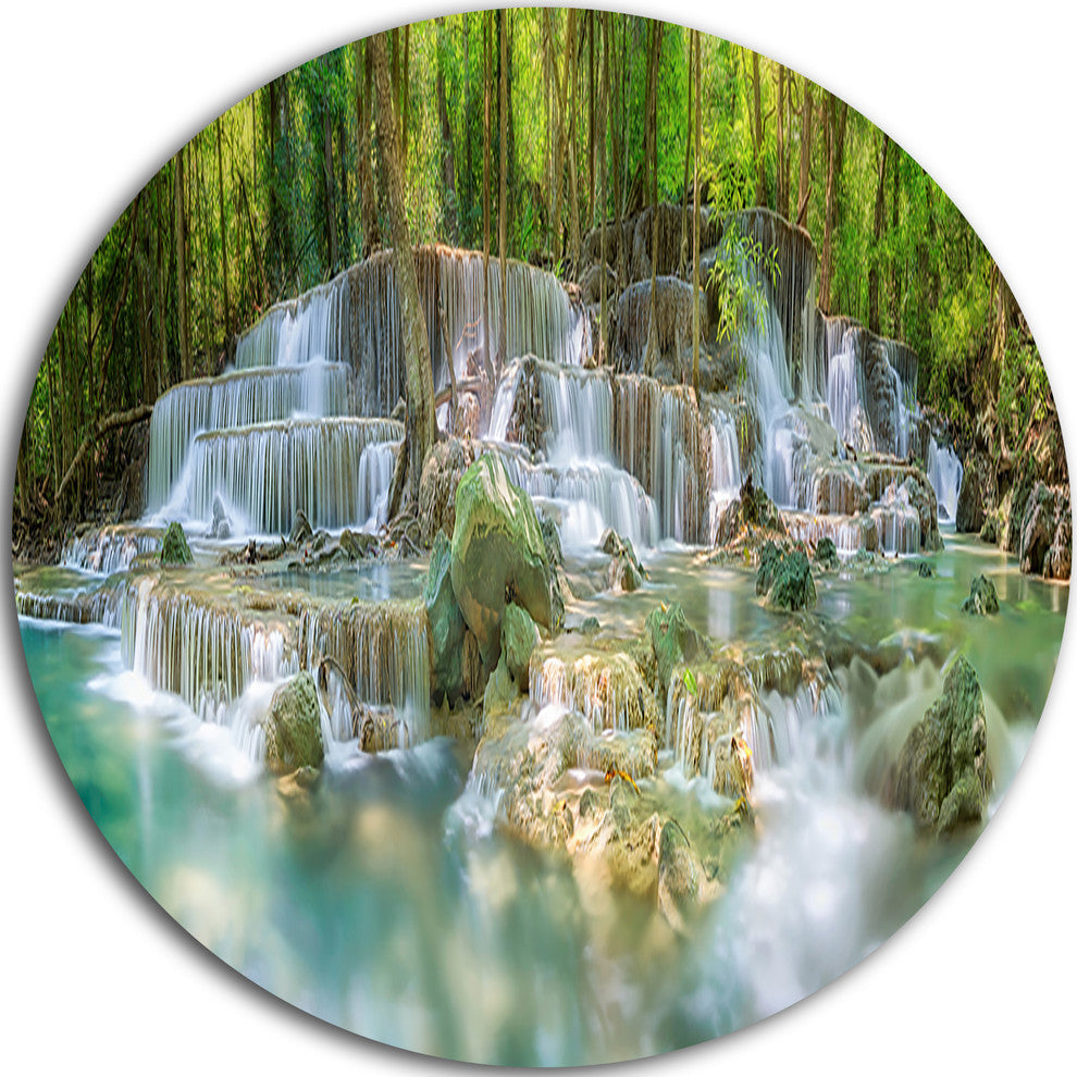 Level 6 Of Huaimaekamin Waterfall, Landscape Round Wall Art, 23"