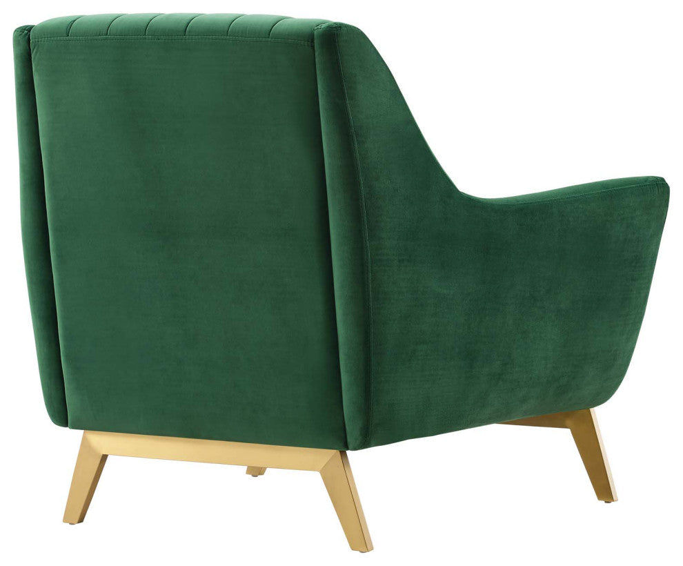 Winsome Channel Tufted Performance Velvet Armchair-Emerald