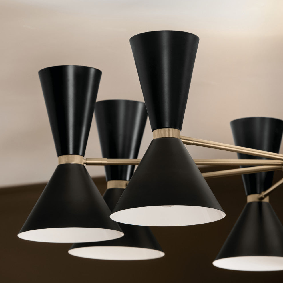 Phix 16 Light Chandelier 1 Tier Large, Champagne Bronze and Black