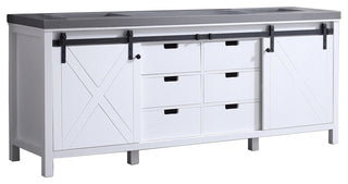 Marsyas 84" Double Vanity, White Square Sinks, No Mirror, White