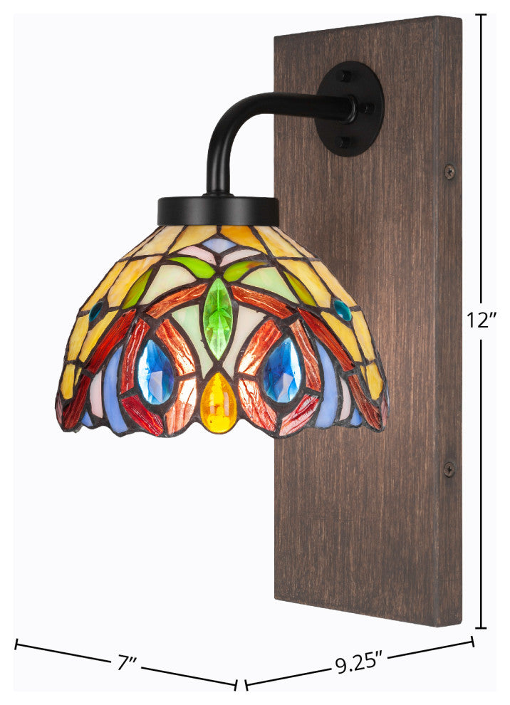 Oxbridge Wall Sconce, Matte Black & Painted Distressed Metal 7" Lynx Art