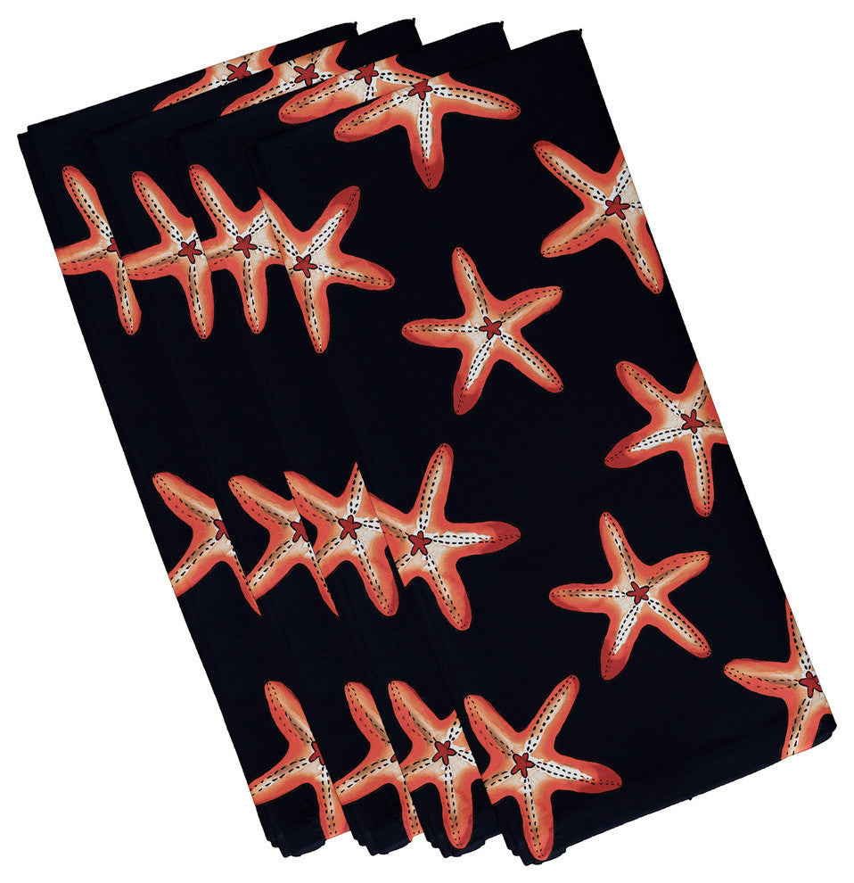 Soft Starfish, Geometric Print Napkin, Navy Blue, Set of 4