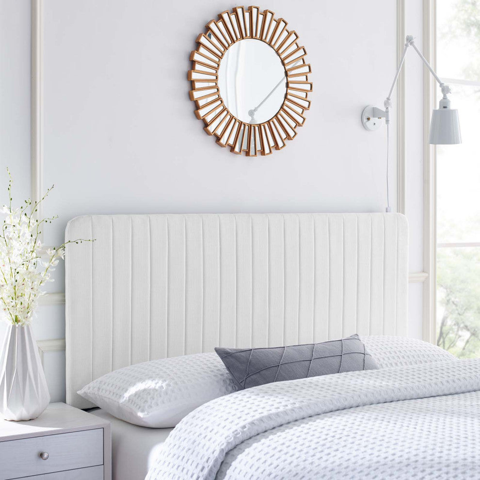 Tufted Headboard, Twin Size, Fabric, White, Modern Contemporary, Bedroom Master