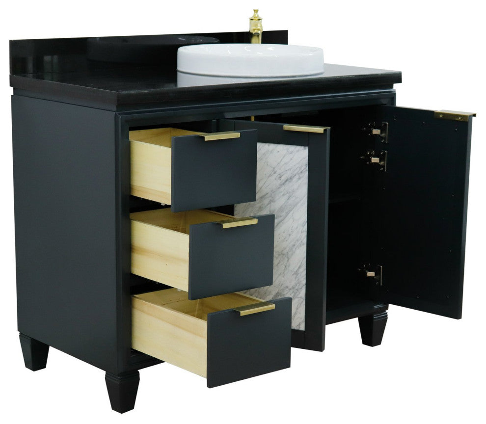 43" Single Vanity, Dark Gray Finish With Black Galaxy