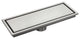 Linear Shower Drain with Hair Strainer and Reversible Tile Insert Cover, Brushed Nickel