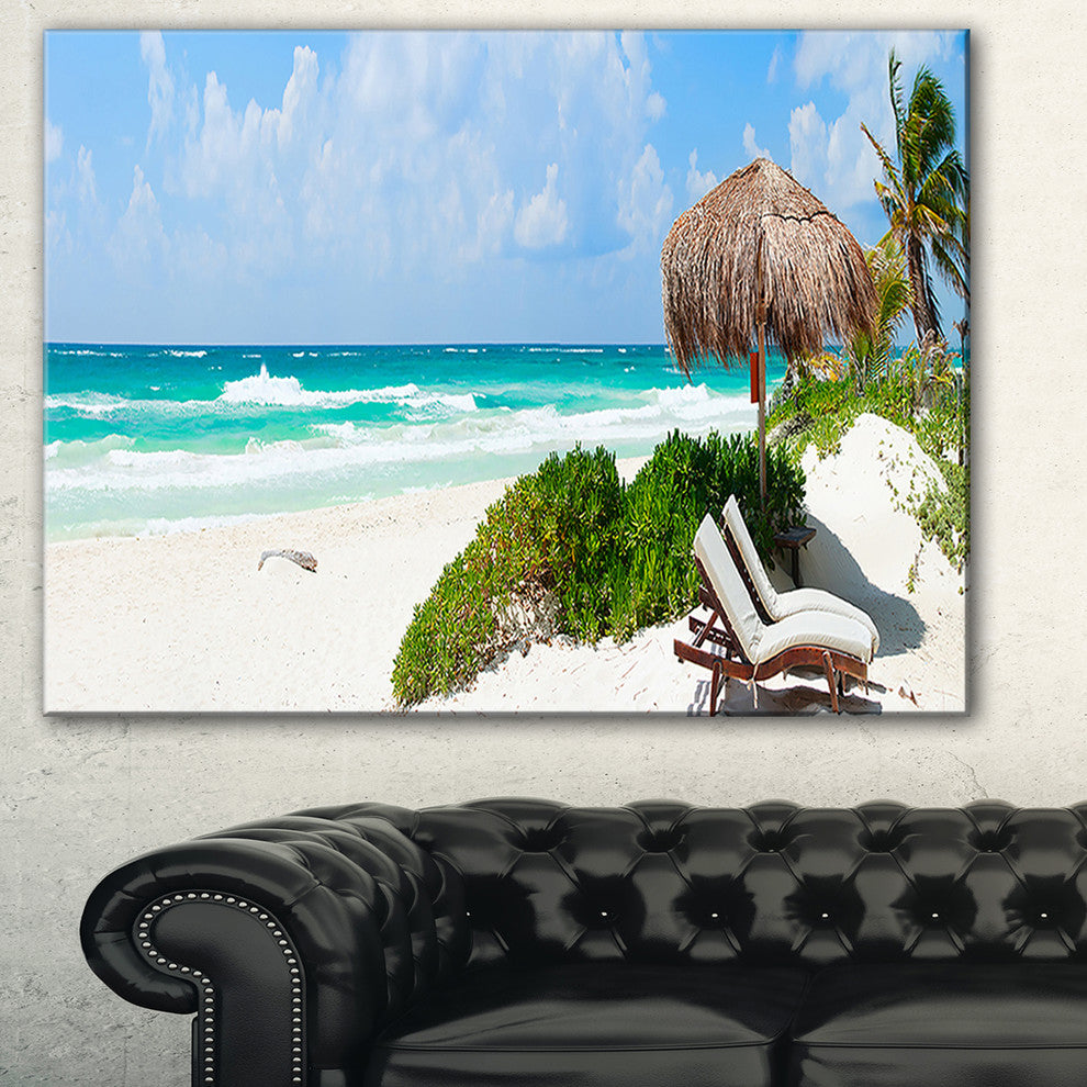 "Calm Caribbean Beach" Panorama Photo Landscape Canvas Print, 32"x16"