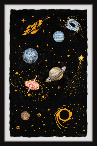 "Dark Outer Space" Framed Painting Print, 20x30