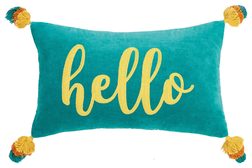 Hello Embroidered Pillow