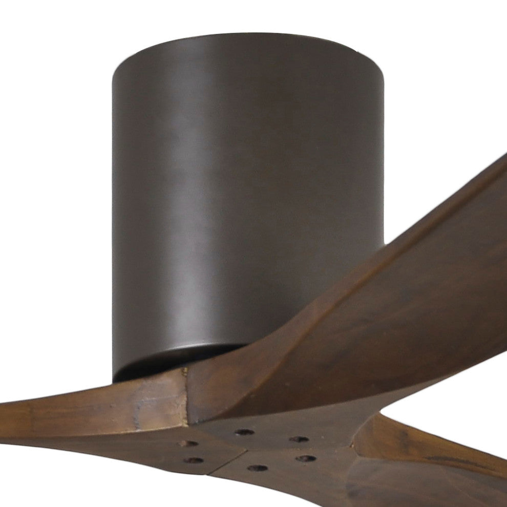 Irene-3 52" Hugger Ceiling Fan, Textured Bronze With Walnut Blades