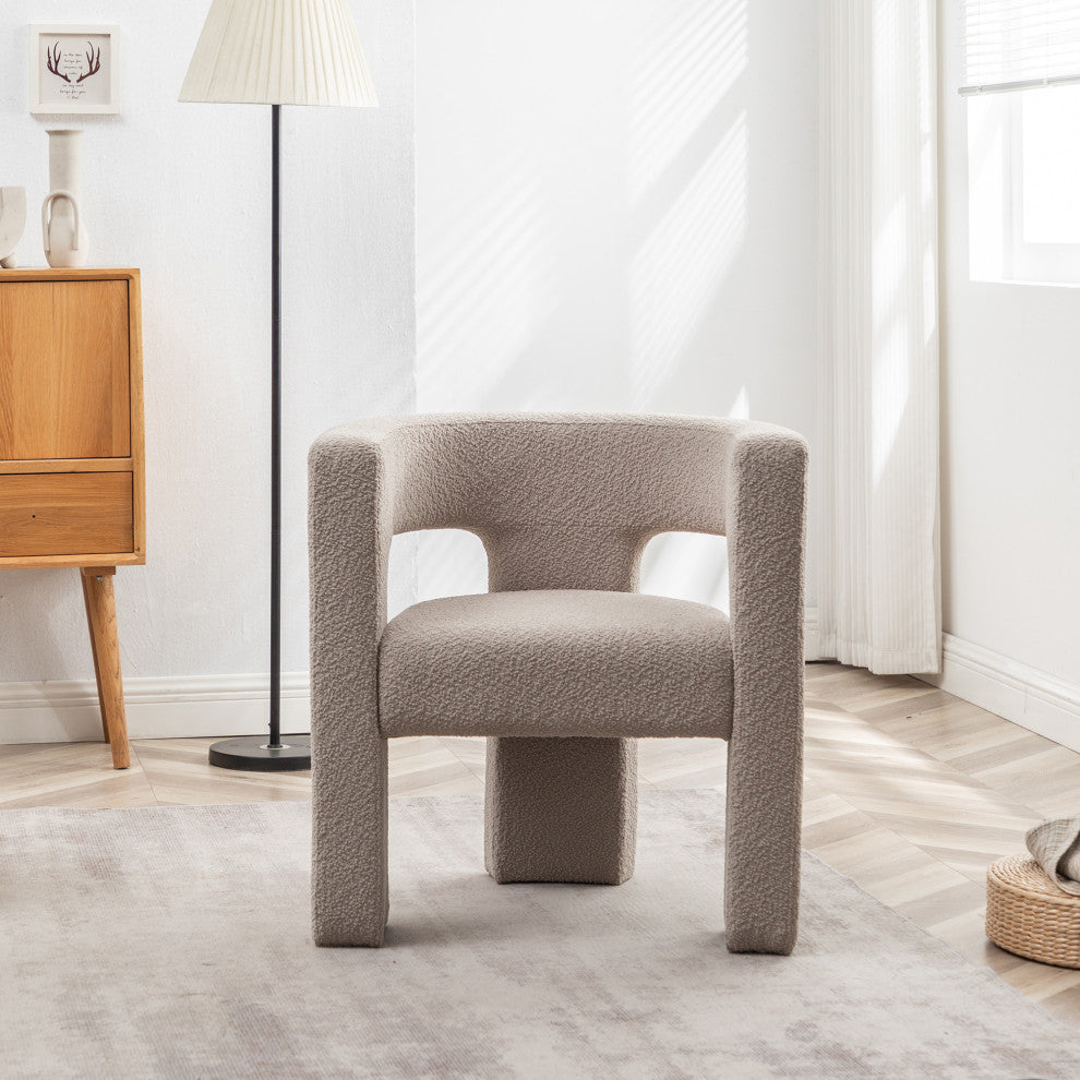 28" Wide Boucle Upholstered Square Armchair, Oatmeal
