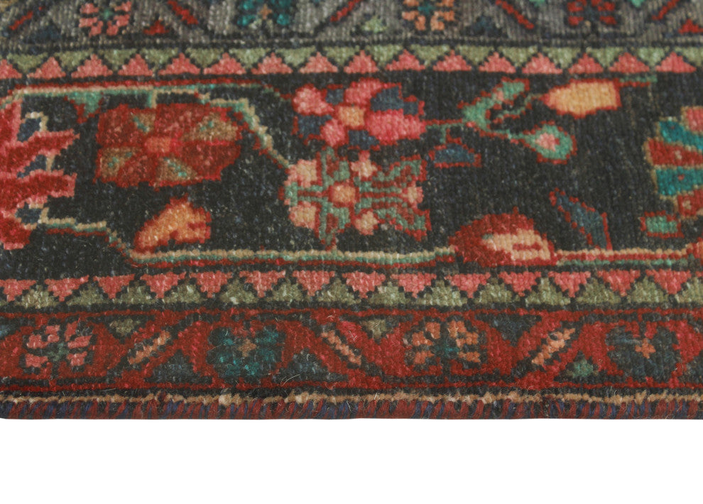 Fine Vintage Distressed Rabeha Rust/Charcoal Runner, 4'3 x 9'2