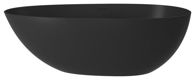 59in Solid Surface Freestanding Bathtub in Matte Black, Matte Black