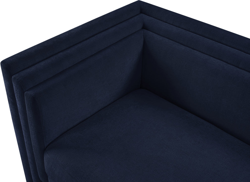 Everett Upholstered Loveseat, Navy, Chenille Fabric