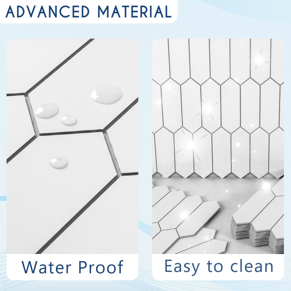 White 12" x 12" Stone Composite Peel & Stick Hexagonal Mosaic Tile, 1 Box